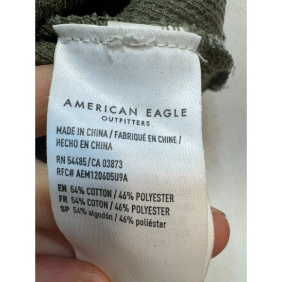 American Eagle Wommens Waffle Knit Cropped Top Size S Green Lettuce Edge Casual - Picture 3 of 9